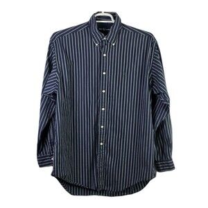 Ralph Lauren Men's Large Blaire Blue With White Striped Long Sleeve Button Down